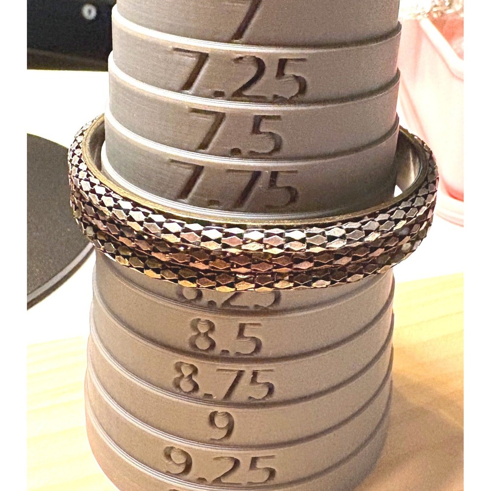 Bangle Bracelet Set Women 8" Tri-Tone Good Textured Mesh Stackable 3pc